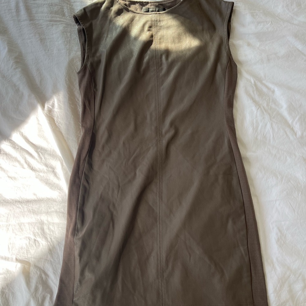 Sleeveless Taupe Sheath Dress